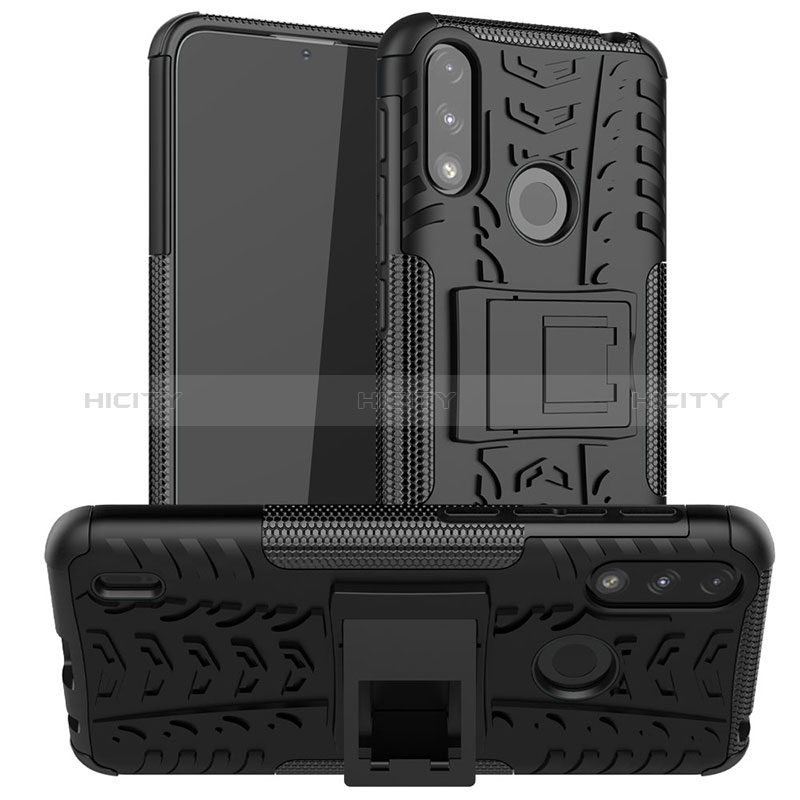 Funda Bumper Silicona y Plastico Mate Carcasa con Soporte JX2 para Motorola Moto E7 Power