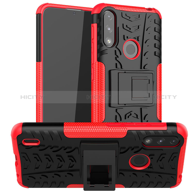 Funda Bumper Silicona y Plastico Mate Carcasa con Soporte JX2 para Motorola Moto E7 Power