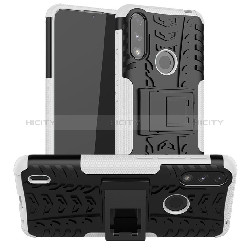 Funda Bumper Silicona y Plastico Mate Carcasa con Soporte JX2 para Motorola Moto E7 Power