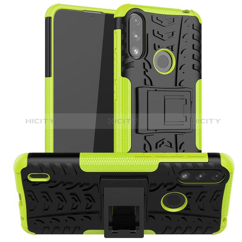 Funda Bumper Silicona y Plastico Mate Carcasa con Soporte JX2 para Motorola Moto E7 Power