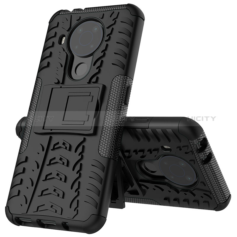 Funda Bumper Silicona y Plastico Mate Carcasa con Soporte JX2 para Nokia 5.4