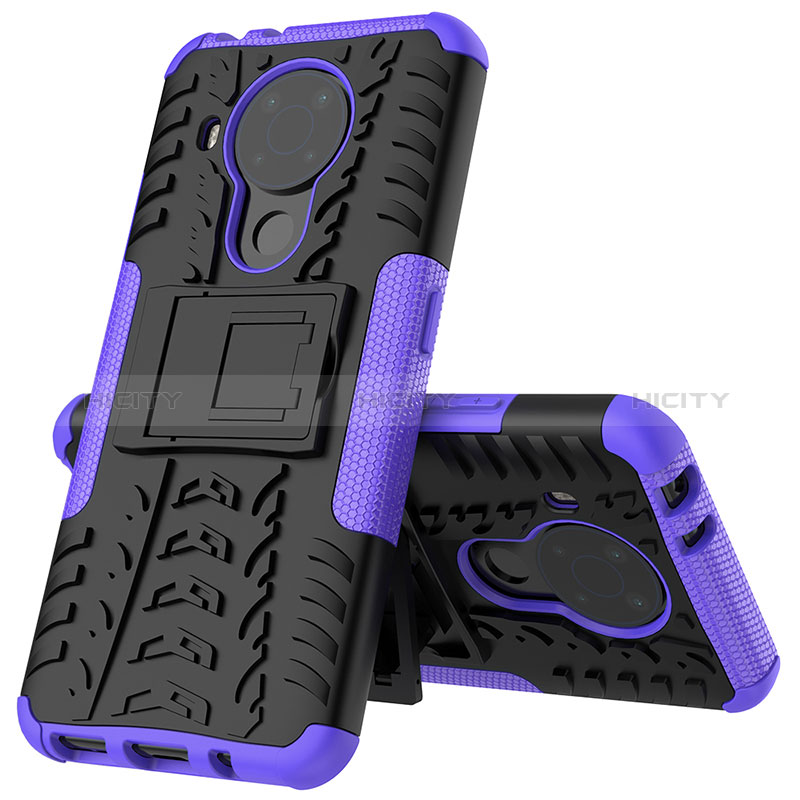 Funda Bumper Silicona y Plastico Mate Carcasa con Soporte JX2 para Nokia 5.4