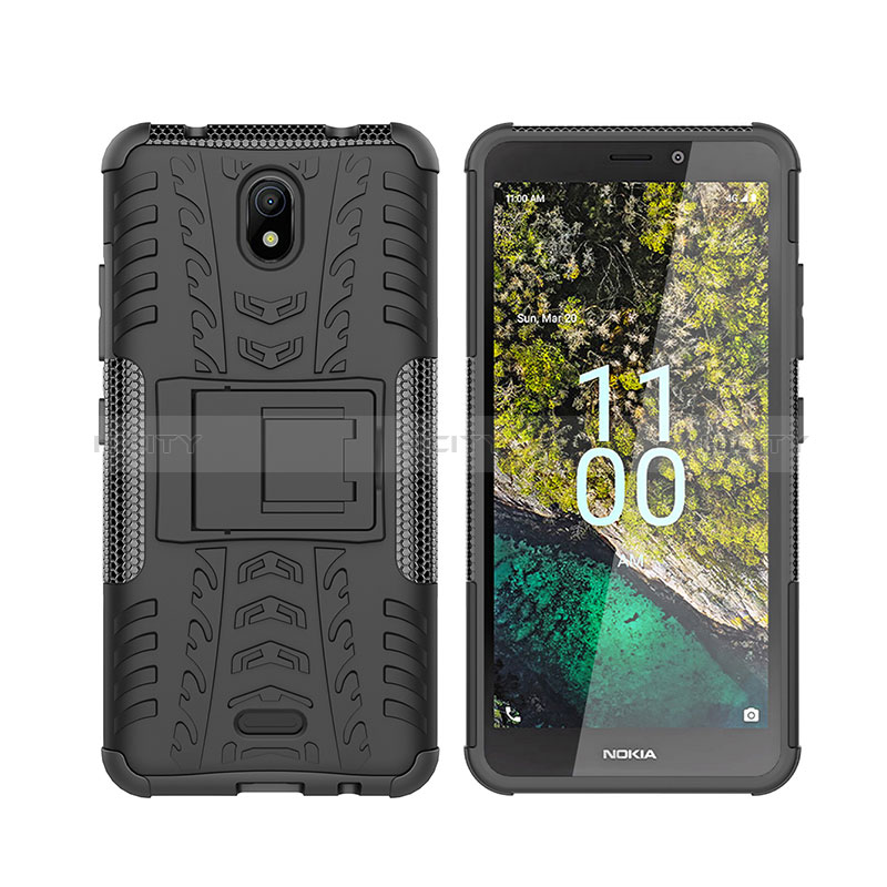 Funda Bumper Silicona y Plastico Mate Carcasa con Soporte JX2 para Nokia C100