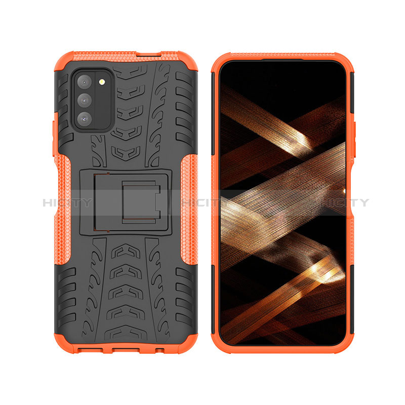 Funda Bumper Silicona y Plastico Mate Carcasa con Soporte JX2 para Nokia G100 Naranja