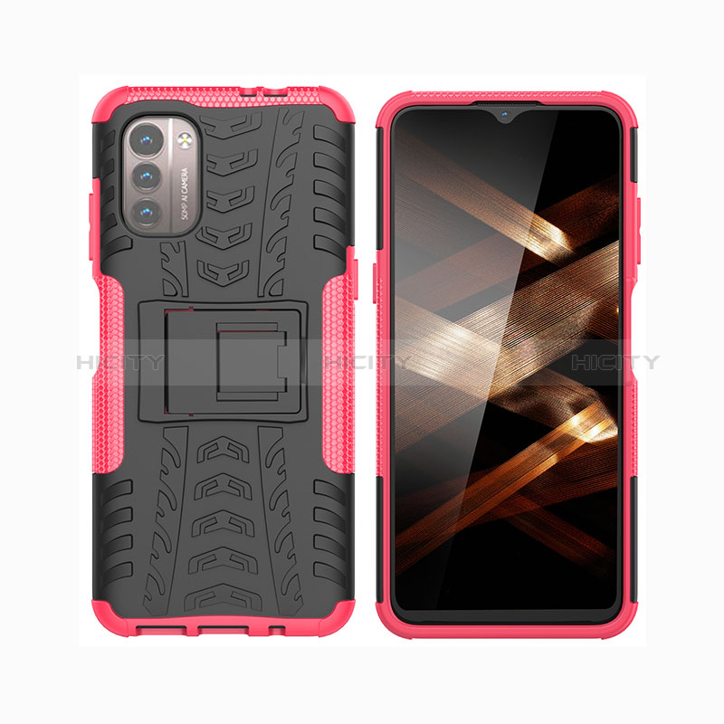 Funda Bumper Silicona y Plastico Mate Carcasa con Soporte JX2 para Nokia G11