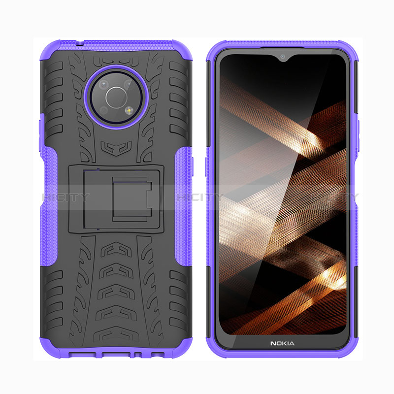 Funda Bumper Silicona y Plastico Mate Carcasa con Soporte JX2 para Nokia G300 5G Morado