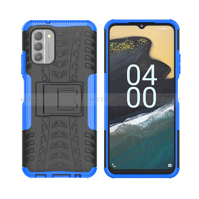 Funda Bumper Silicona y Plastico Mate Carcasa con Soporte JX2 para Nokia G400 5G Azul