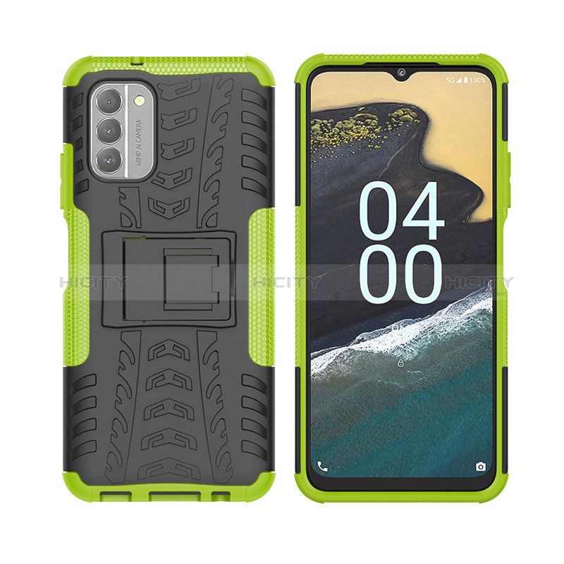 Funda Bumper Silicona y Plastico Mate Carcasa con Soporte JX2 para Nokia G400 5G Verde