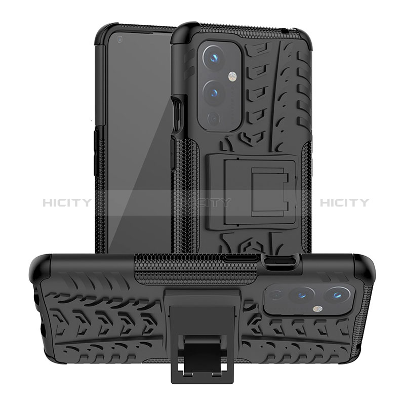 Funda Bumper Silicona y Plastico Mate Carcasa con Soporte JX2 para OnePlus 9 5G