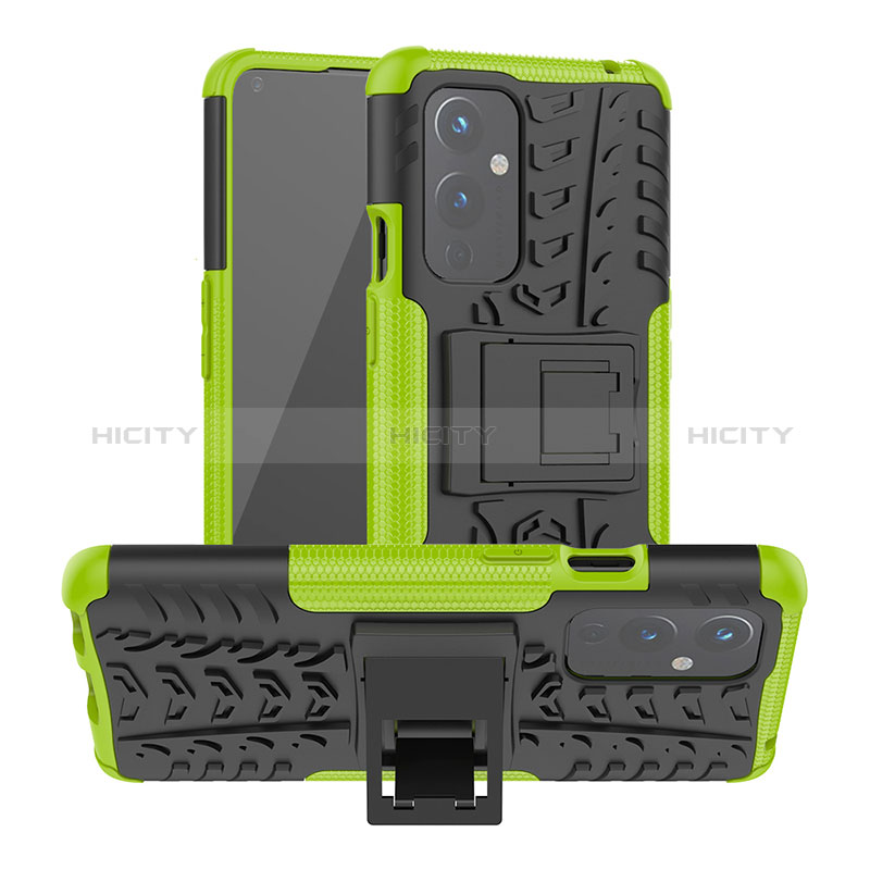 Funda Bumper Silicona y Plastico Mate Carcasa con Soporte JX2 para OnePlus 9 5G