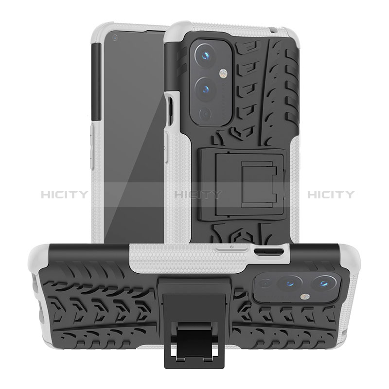 Funda Bumper Silicona y Plastico Mate Carcasa con Soporte JX2 para OnePlus 9 5G