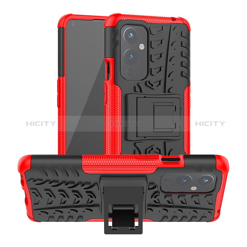 Funda Bumper Silicona y Plastico Mate Carcasa con Soporte JX2 para OnePlus 9 5G