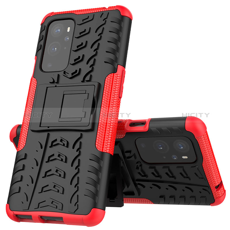 Funda Bumper Silicona y Plastico Mate Carcasa con Soporte JX2 para OnePlus 9 Pro 5G