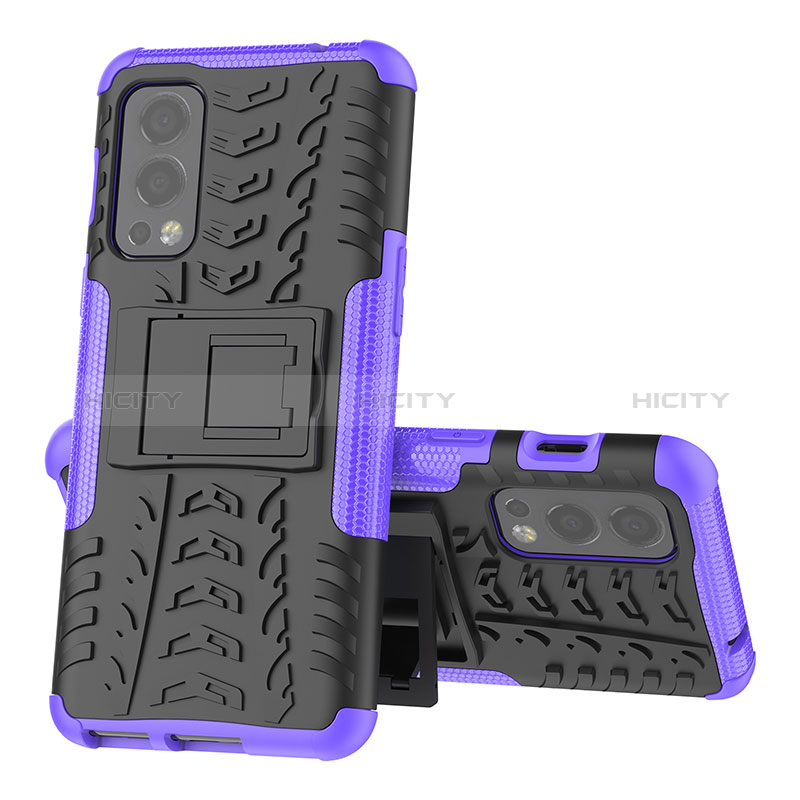 Funda Bumper Silicona y Plastico Mate Carcasa con Soporte JX2 para OnePlus Nord 2 5G