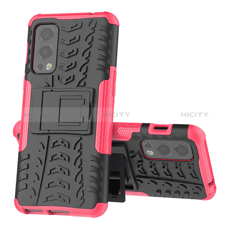 Funda Bumper Silicona y Plastico Mate Carcasa con Soporte JX2 para OnePlus Nord 2 5G