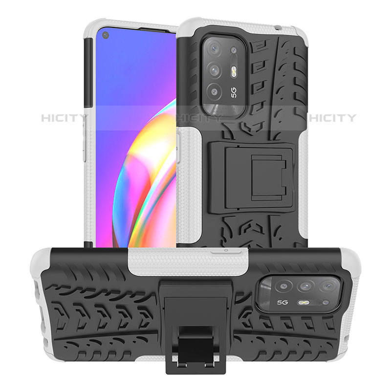 Funda Bumper Silicona y Plastico Mate Carcasa con Soporte JX2 para Oppo A95 5G