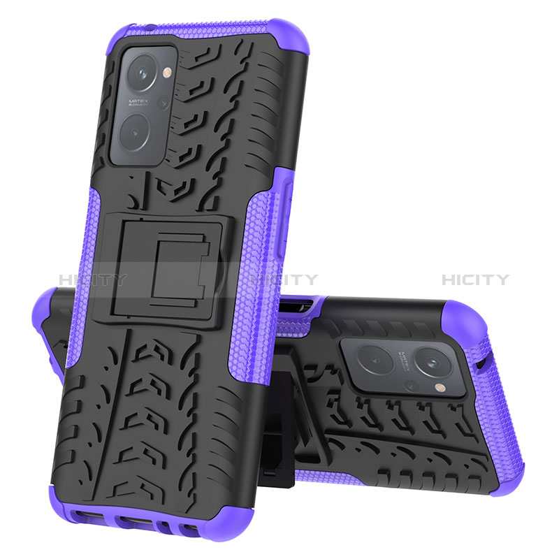 Funda Bumper Silicona y Plastico Mate Carcasa con Soporte JX2 para Oppo A96 4G