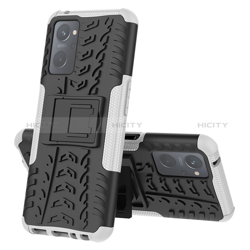 Funda Bumper Silicona y Plastico Mate Carcasa con Soporte JX2 para Oppo A96 4G