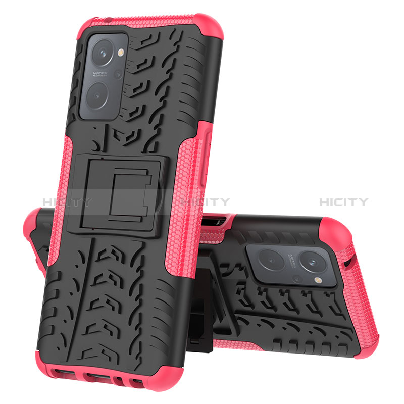 Funda Bumper Silicona y Plastico Mate Carcasa con Soporte JX2 para Oppo A96 4G