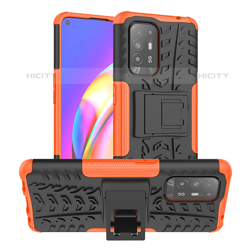 Funda Bumper Silicona y Plastico Mate Carcasa con Soporte JX2 para Oppo F19 Pro+ Plus 5G