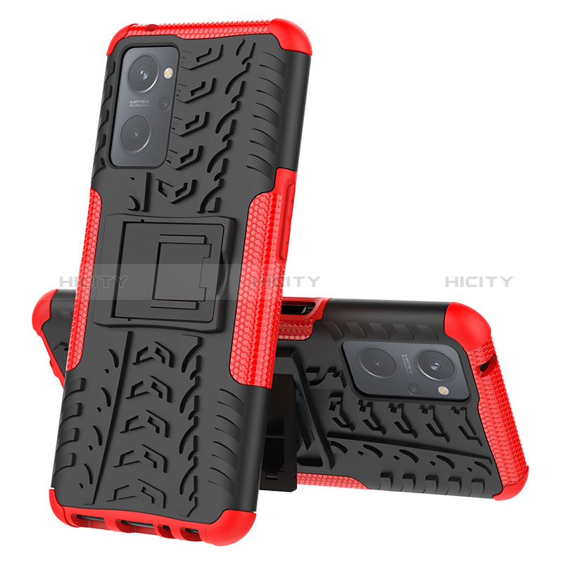 Funda Bumper Silicona y Plastico Mate Carcasa con Soporte JX2 para Oppo K10 4G