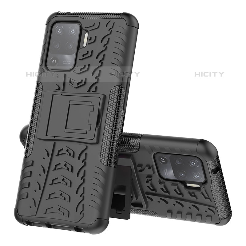 Funda Bumper Silicona y Plastico Mate Carcasa con Soporte JX2 para Oppo Reno5 F