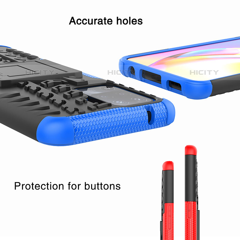 Funda Bumper Silicona y Plastico Mate Carcasa con Soporte JX2 para Oppo Reno5 Lite