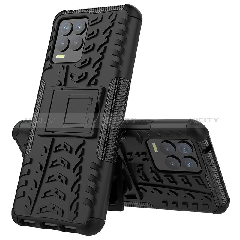 Funda Bumper Silicona y Plastico Mate Carcasa con Soporte JX2 para Realme 8 4G