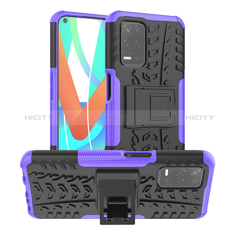 Funda Bumper Silicona y Plastico Mate Carcasa con Soporte JX2 para Realme 8 5G