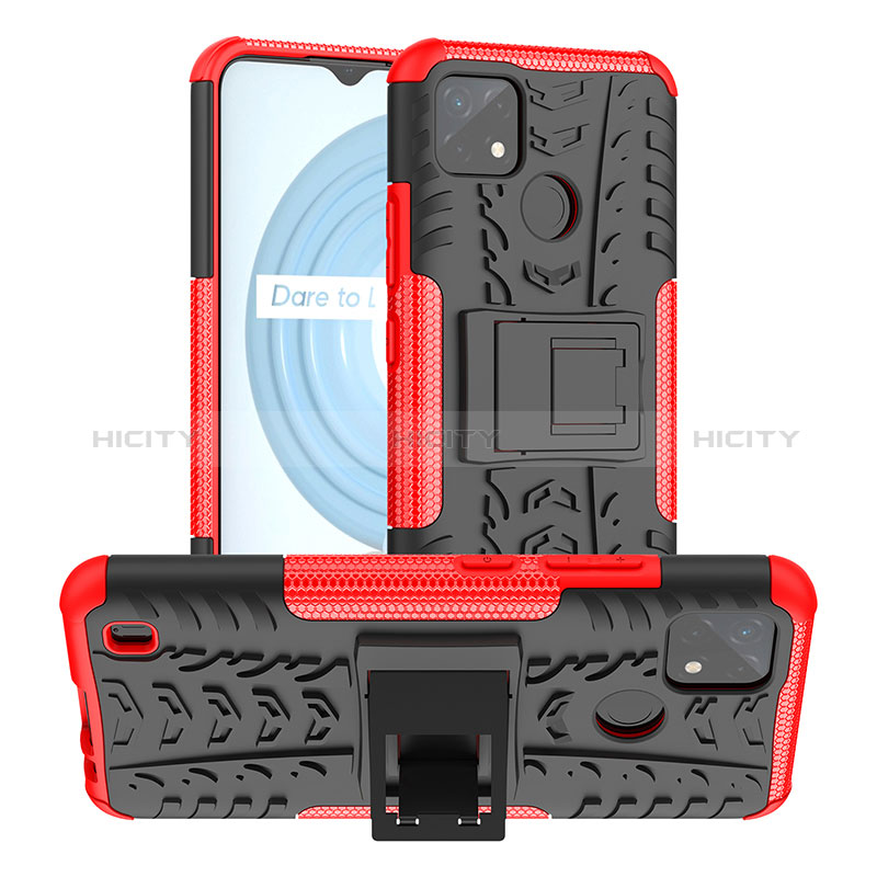 Funda Bumper Silicona y Plastico Mate Carcasa con Soporte JX2 para Realme C25Y India