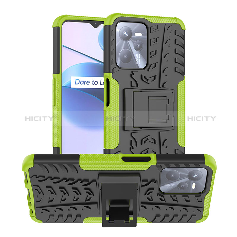 Funda Bumper Silicona y Plastico Mate Carcasa con Soporte JX2 para Realme C35