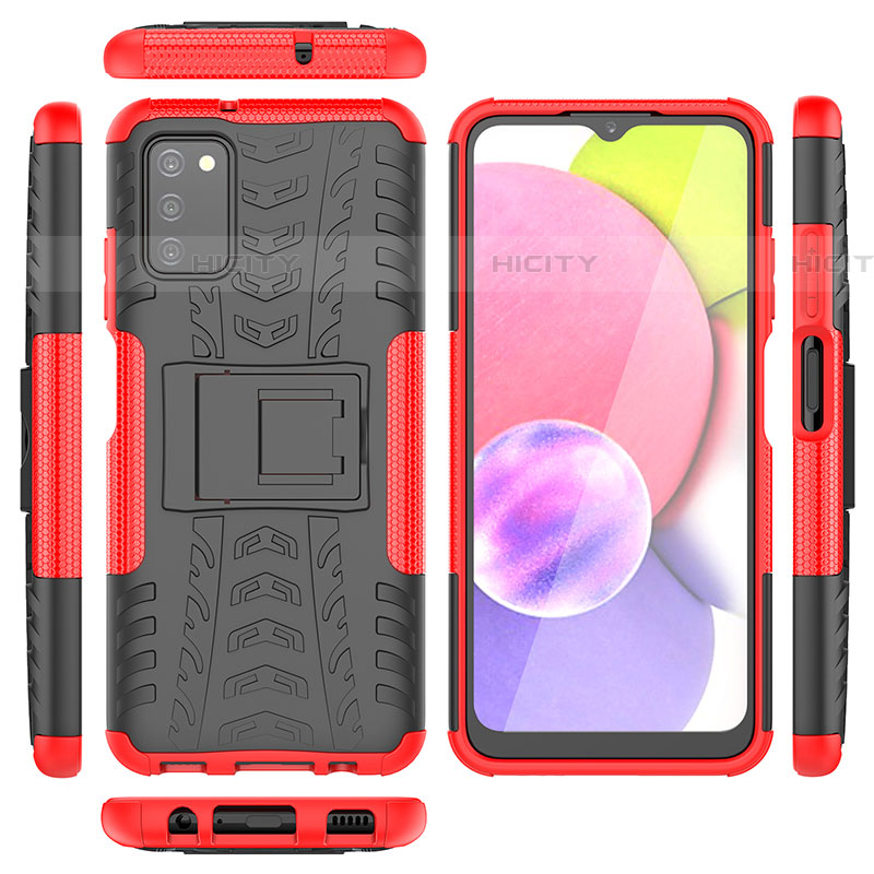 Funda Bumper Silicona y Plastico Mate Carcasa con Soporte JX2 para Samsung Galaxy A03s