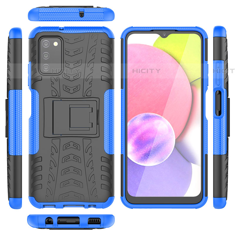 Funda Bumper Silicona y Plastico Mate Carcasa con Soporte JX2 para Samsung Galaxy A03s