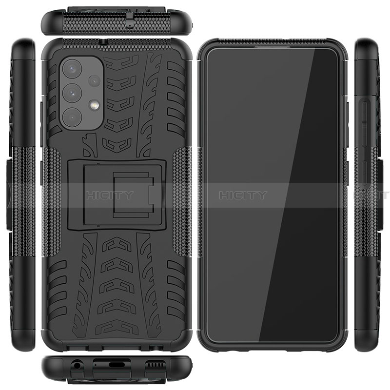 Funda Bumper Silicona y Plastico Mate Carcasa con Soporte JX2 para Samsung Galaxy A32 4G