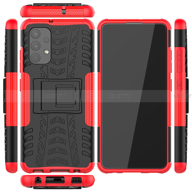 Funda Bumper Silicona y Plastico Mate Carcasa con Soporte JX2 para Samsung Galaxy A32 4G