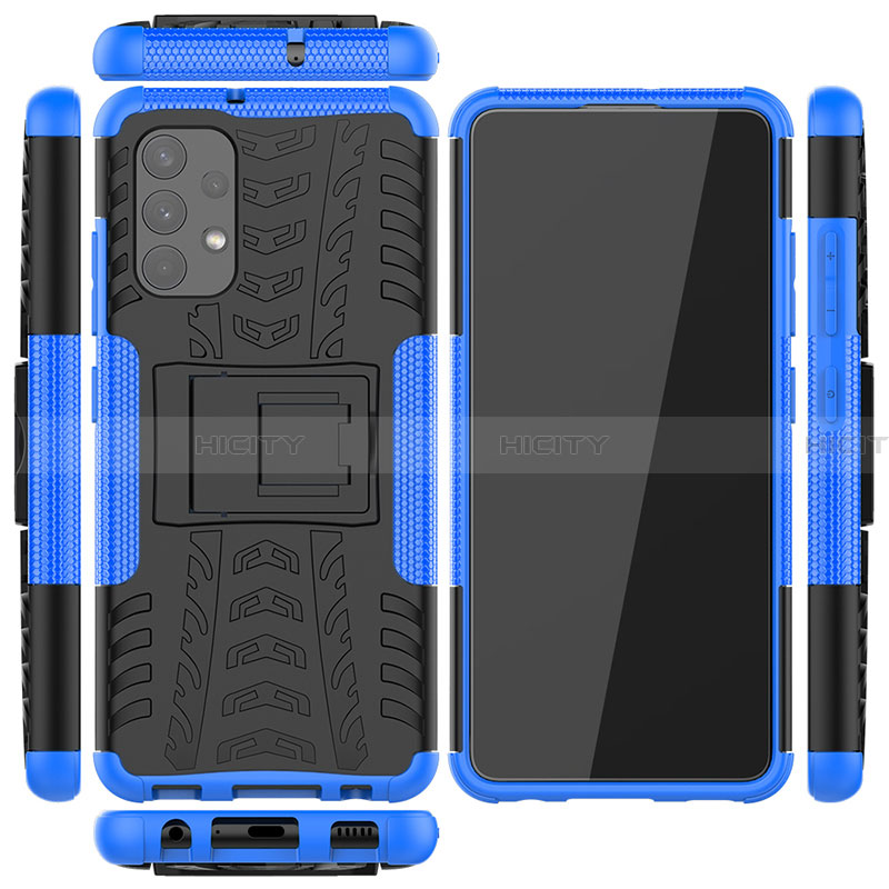 Funda Bumper Silicona y Plastico Mate Carcasa con Soporte JX2 para Samsung Galaxy A32 4G