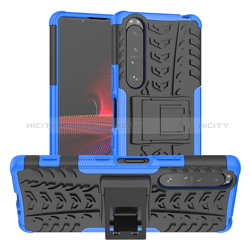 Funda Bumper Silicona y Plastico Mate Carcasa con Soporte JX2 para Sony Xperia 1 III