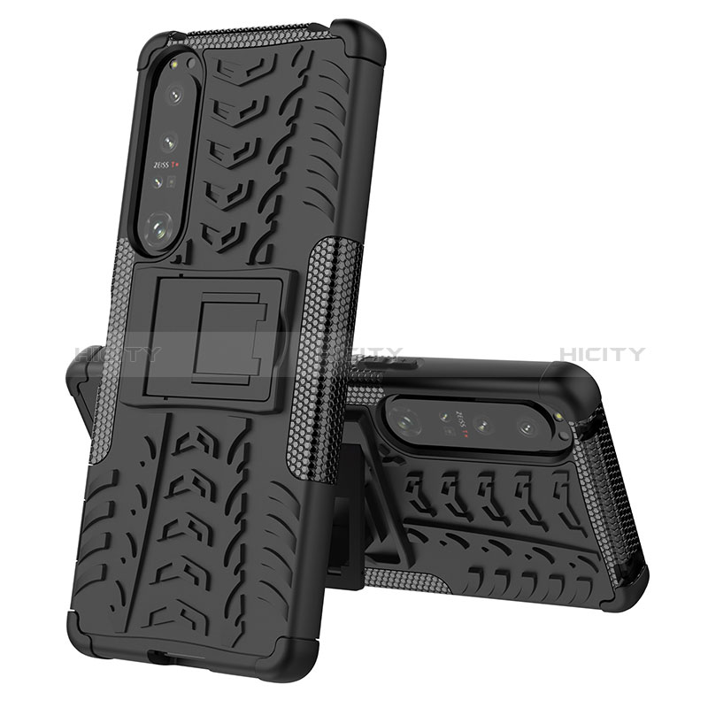 Funda Bumper Silicona y Plastico Mate Carcasa con Soporte JX2 para Sony Xperia 1 IV