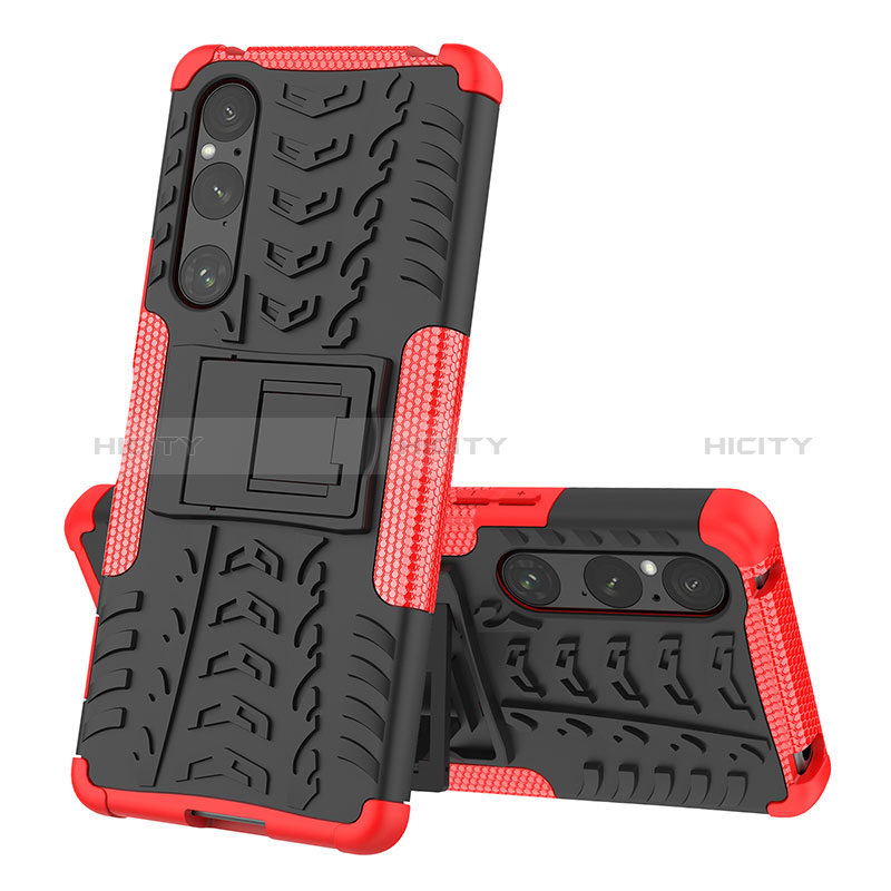 Funda Bumper Silicona y Plastico Mate Carcasa con Soporte JX2 para Sony Xperia 1 V