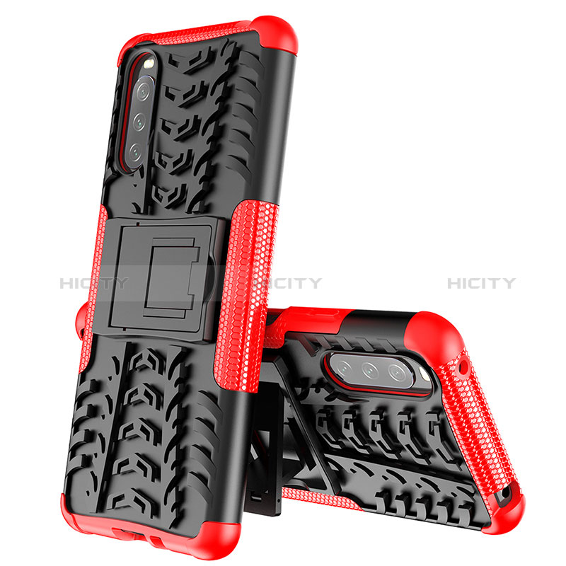 Funda Bumper Silicona y Plastico Mate Carcasa con Soporte JX2 para Sony Xperia 10 III Lite