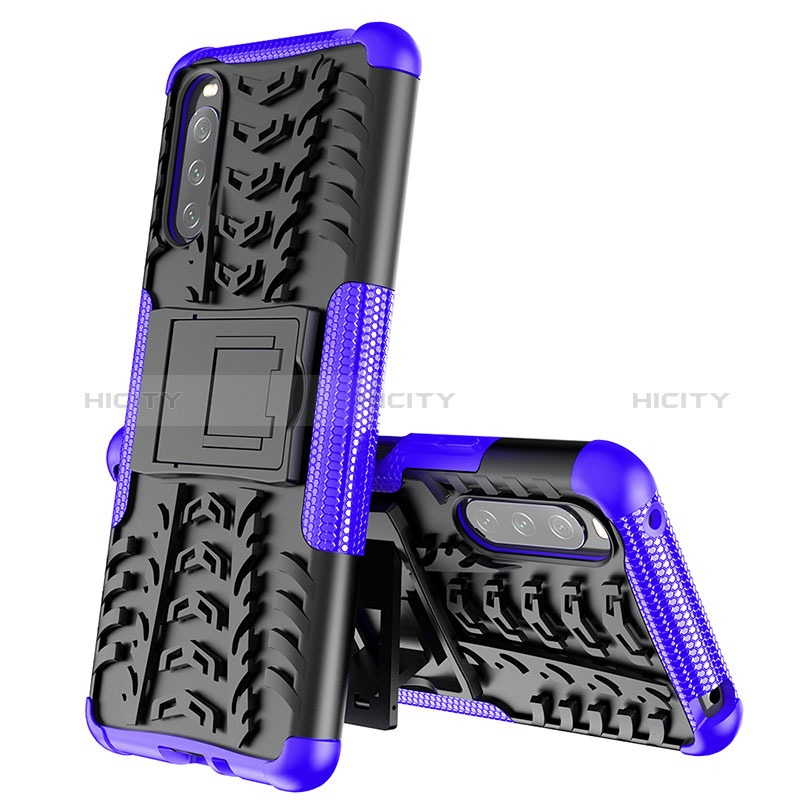 Funda Bumper Silicona y Plastico Mate Carcasa con Soporte JX2 para Sony Xperia 10 III SO-52B