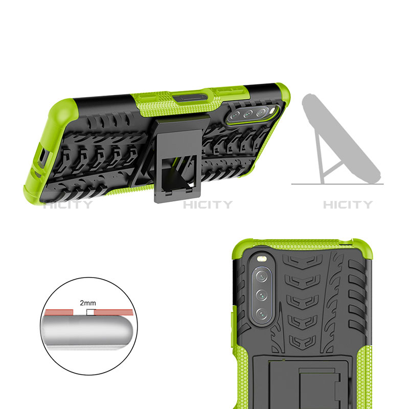 Funda Bumper Silicona y Plastico Mate Carcasa con Soporte JX2 para Sony Xperia 10 III SOG04