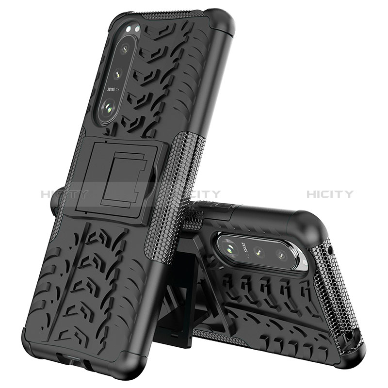 Funda Bumper Silicona y Plastico Mate Carcasa con Soporte JX2 para Sony Xperia 5 III SO-53B