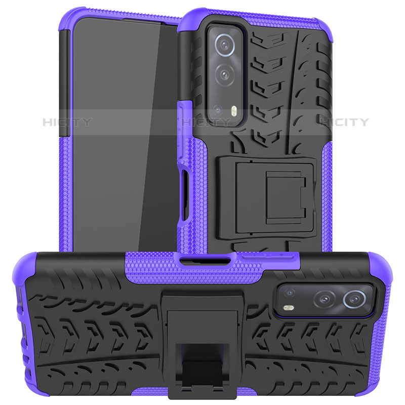 Funda Bumper Silicona y Plastico Mate Carcasa con Soporte JX2 para Vivo iQOO Z3 5G