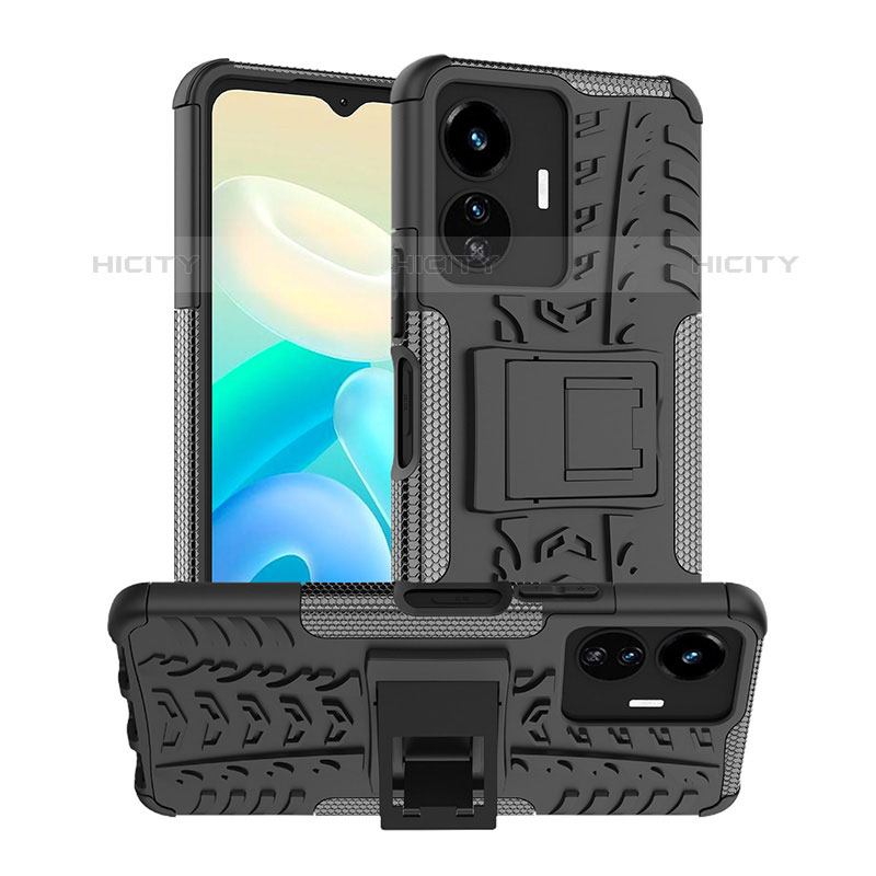 Funda Bumper Silicona y Plastico Mate Carcasa con Soporte JX2 para Vivo iQOO Z6 Lite 5G