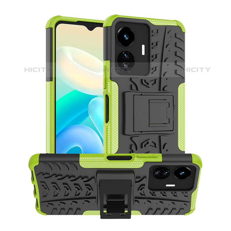 Funda Bumper Silicona y Plastico Mate Carcasa con Soporte JX2 para Vivo iQOO Z6 Lite 5G