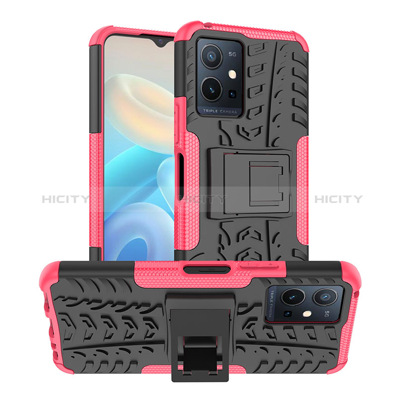 Funda Bumper Silicona y Plastico Mate Carcasa con Soporte JX2 para Vivo Y55s 5G