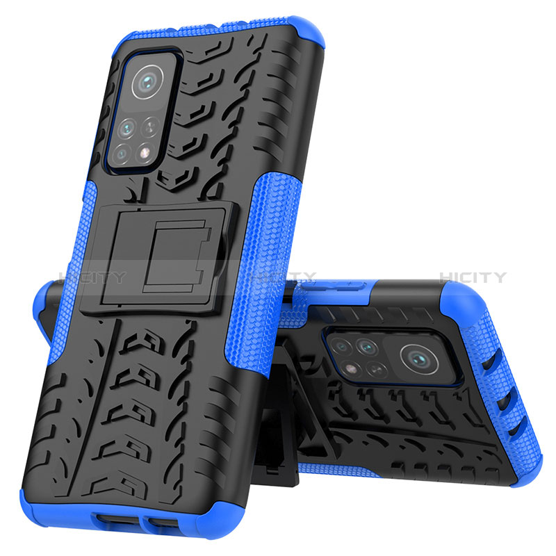 Funda Bumper Silicona y Plastico Mate Carcasa con Soporte JX2 para Xiaomi Mi 10T Pro 5G