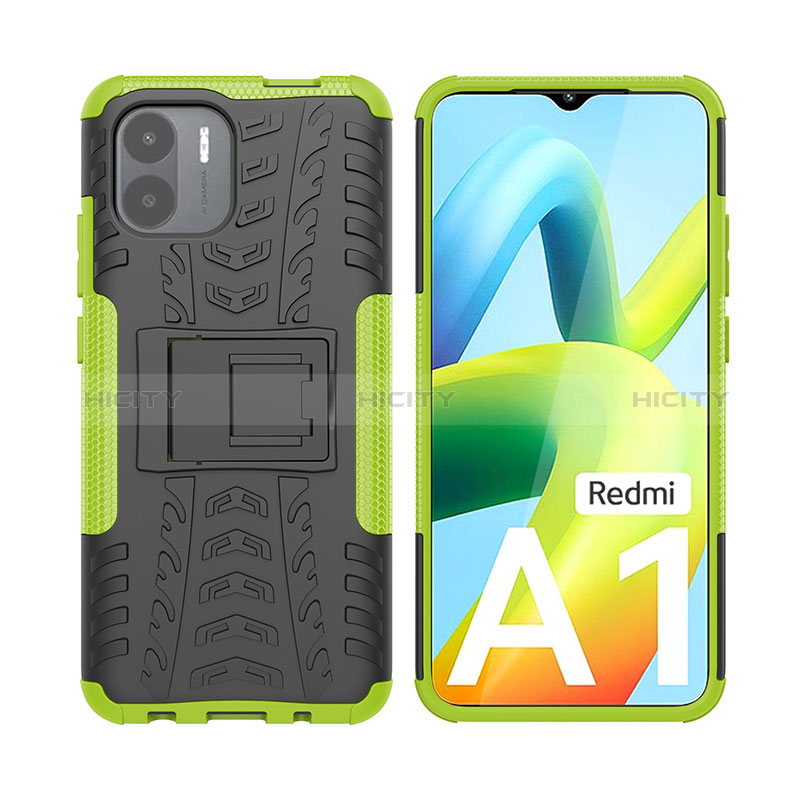 Funda Bumper Silicona y Plastico Mate Carcasa con Soporte JX2 para Xiaomi Poco C50 Verde