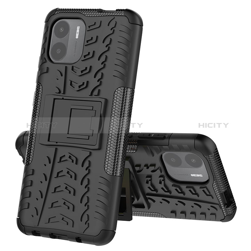 Funda Bumper Silicona y Plastico Mate Carcasa con Soporte JX2 para Xiaomi Poco C51